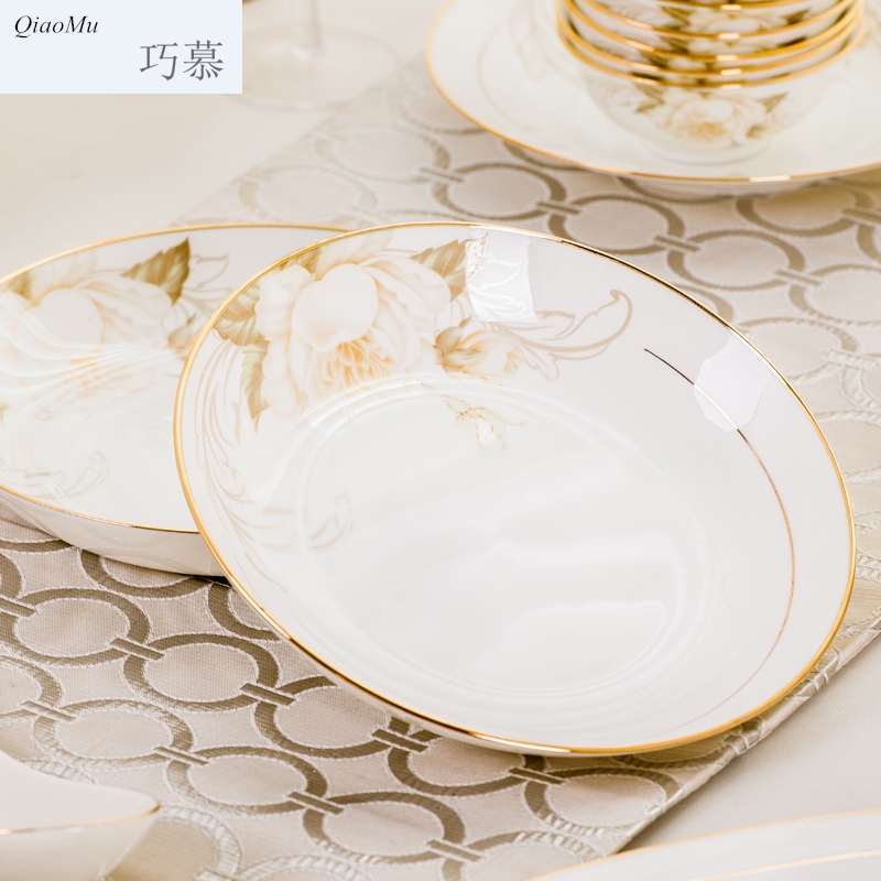 Qiao mu dishes suit household European - style fuels the jingdezhen porcelain tableware dish bowl chopsticks sets ipads ceramic bowl
