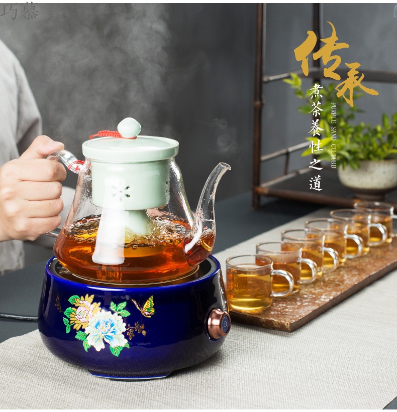 Qiao mu glass boiling kettle household black tea pu 'er tea is steaming kettle electric TaoLu boiling tea stove kettle suits for