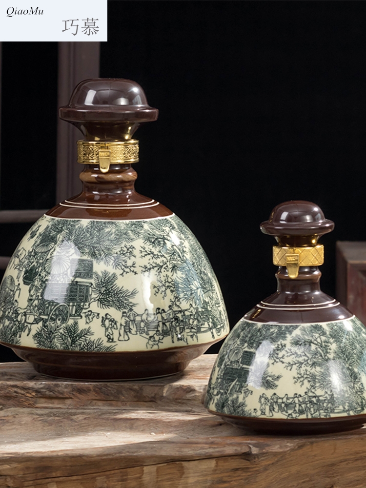 Qiao mu 1 catty ceramic bottles archaize home small bottle of white wine wine bottle is empty flask with wine