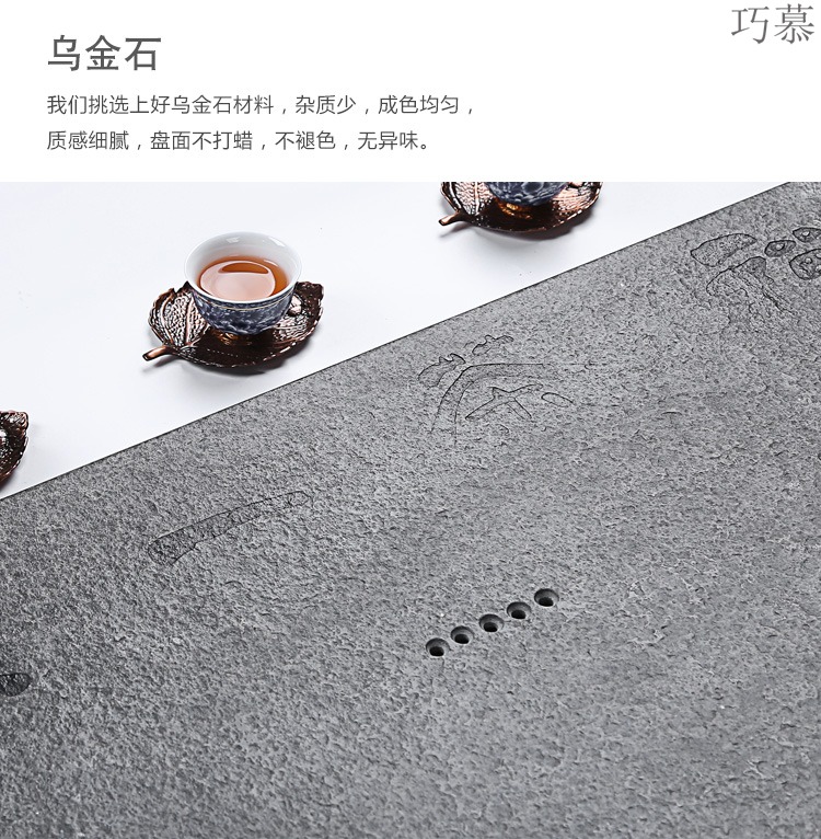 Longed for a complete set of blue and white porcelain kung fu tea set sharply opportunely stone tea tray was contracted office home tea cup high - grade group