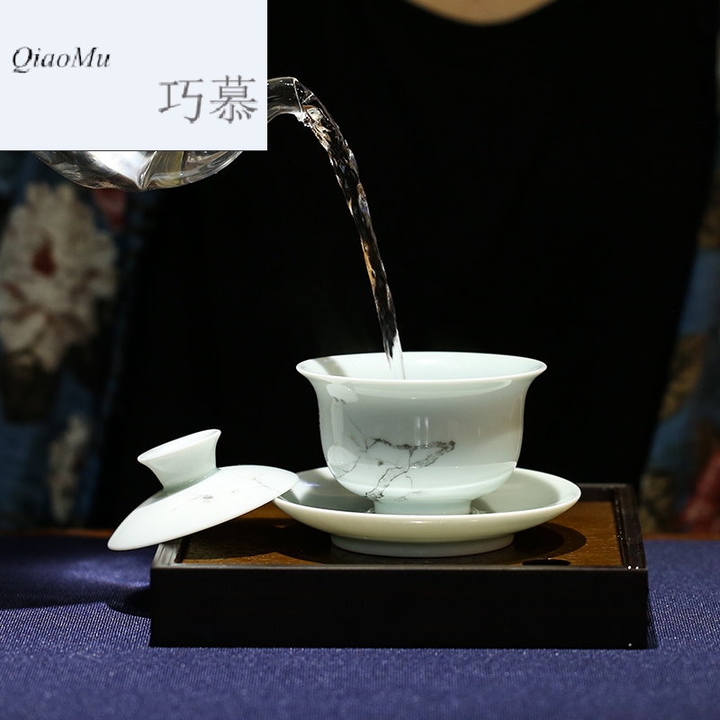 Qiao mu three just tureen jingdezhen ceramic cups kung fu tea set large three just a cup of tea to use