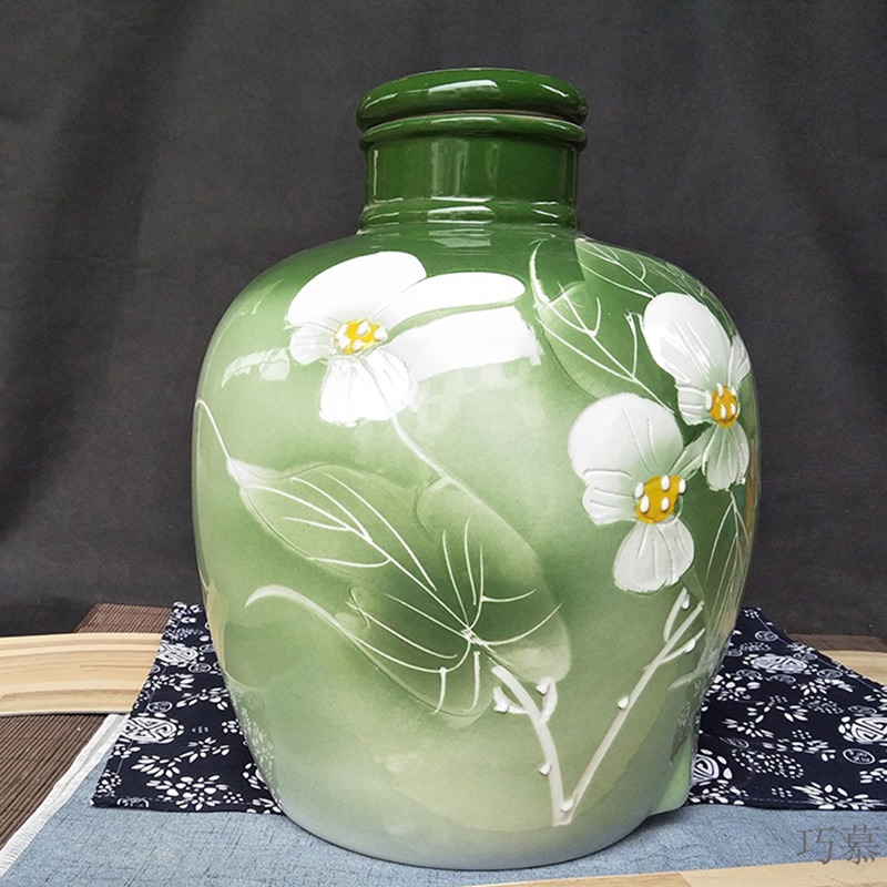 Qiao mu jingdezhen ceramic jar 20 jins 30 jins 10 jins of 50 kg big seal mercifully bottle wine empty it