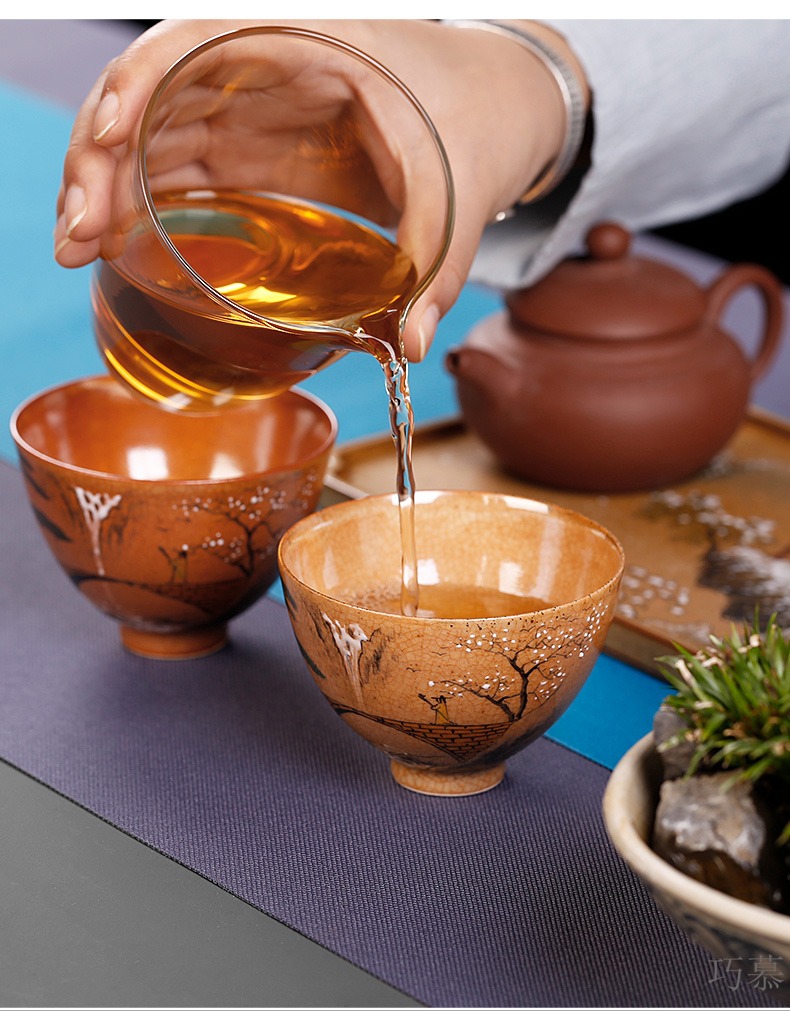 Qiao mu PMZ jingdezhen checking sample tea cup ice to crack open a piece of kung fu tea ceramic cups, hand - made small single