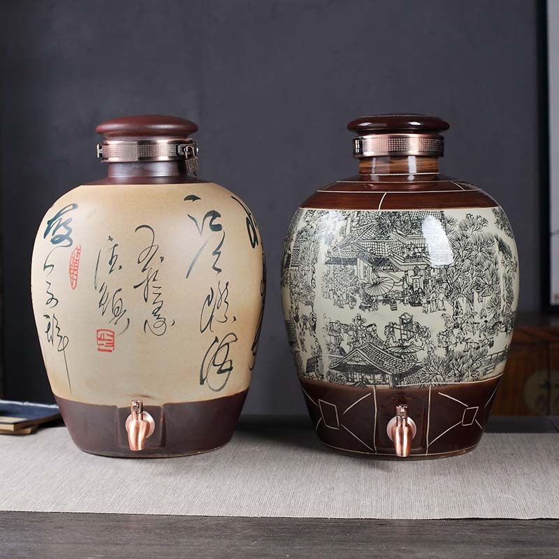 Qiao for restoring ancient ways of jingdezhen ceramic bottle wine jar expressions using seal the yellow crane tower it 20 jins 30 pounds looking