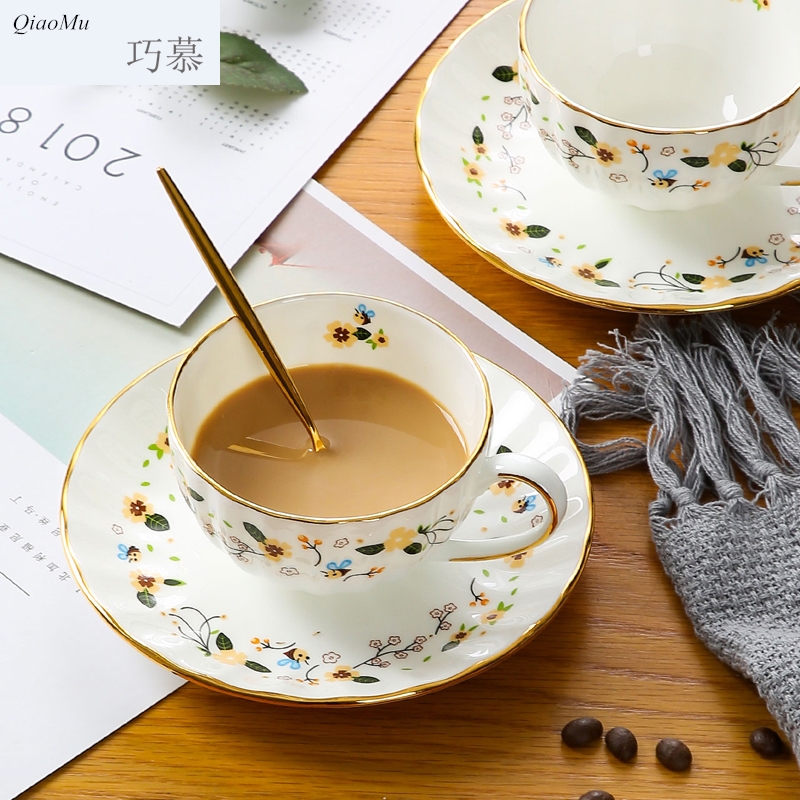 Qiao mu ipads porcelain European - style coffee cups and saucers suit ceramic cup household flower teapot tea cups in the afternoon