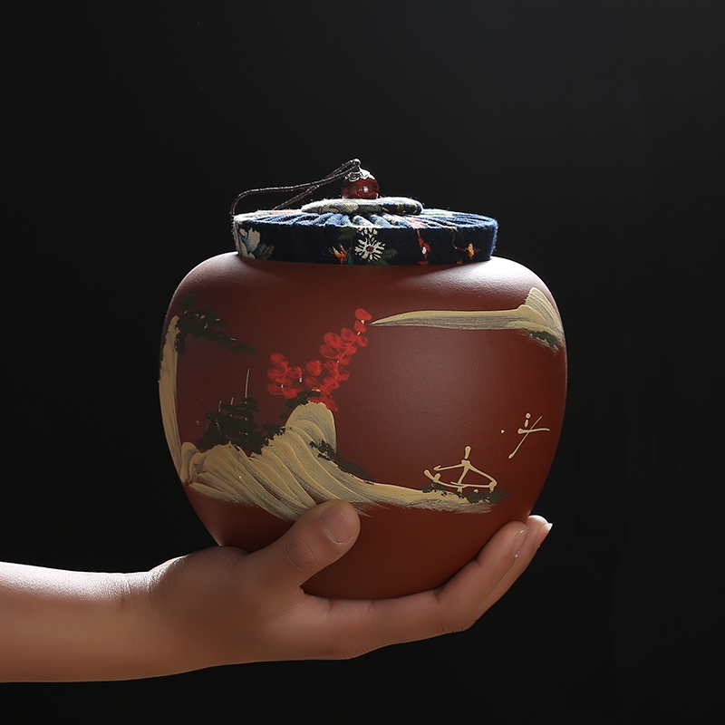 Qiao mu JS violet arenaceous caddy fixings yixing ceramic seal tank puer tea box of large size and receives the manual storage tanks