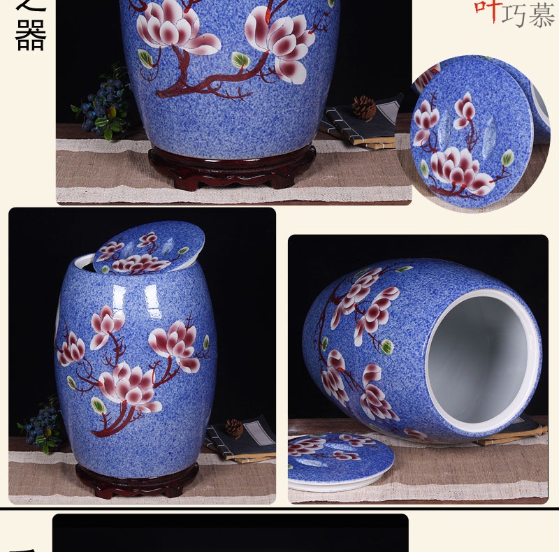 Qiao mu jingdezhen ceramic barrel ricer box 20 jins 30 jins home with cover seal storage tank is 50 kg oil cylinder to kitchen