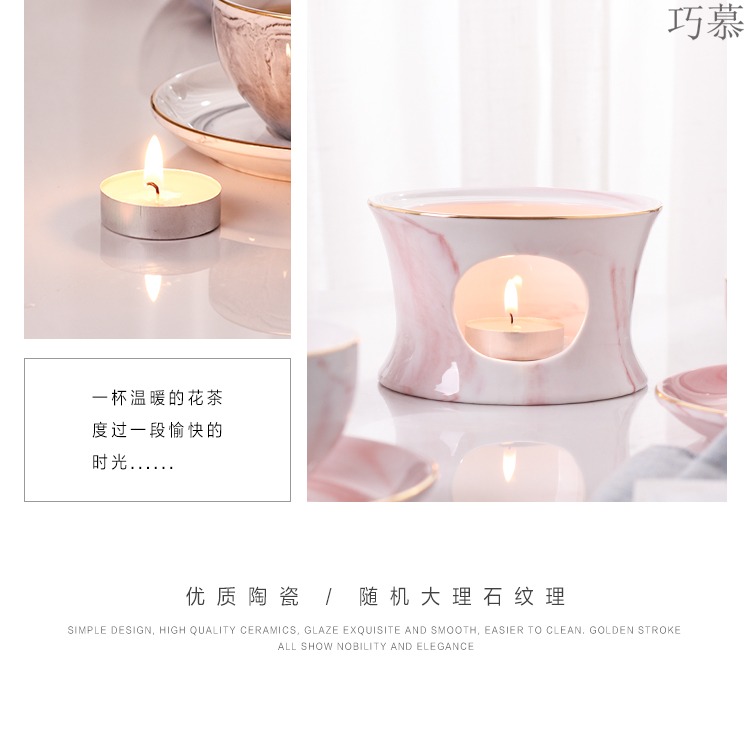 Qiao mu American - style ins flowers and tea set suits for heating contracted ceramic based fruit flower tea tea in the afternoon