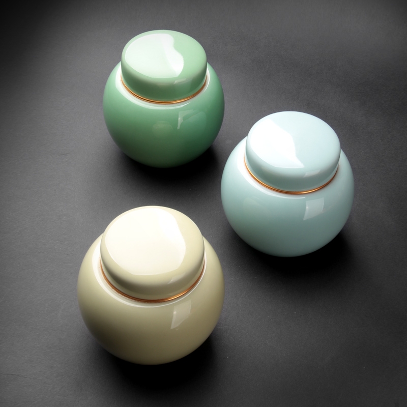 Qiao mu QYX longquan celadon caddy fixings ceramic seal POTS pu - erh tea pot ceramic tea tea ware