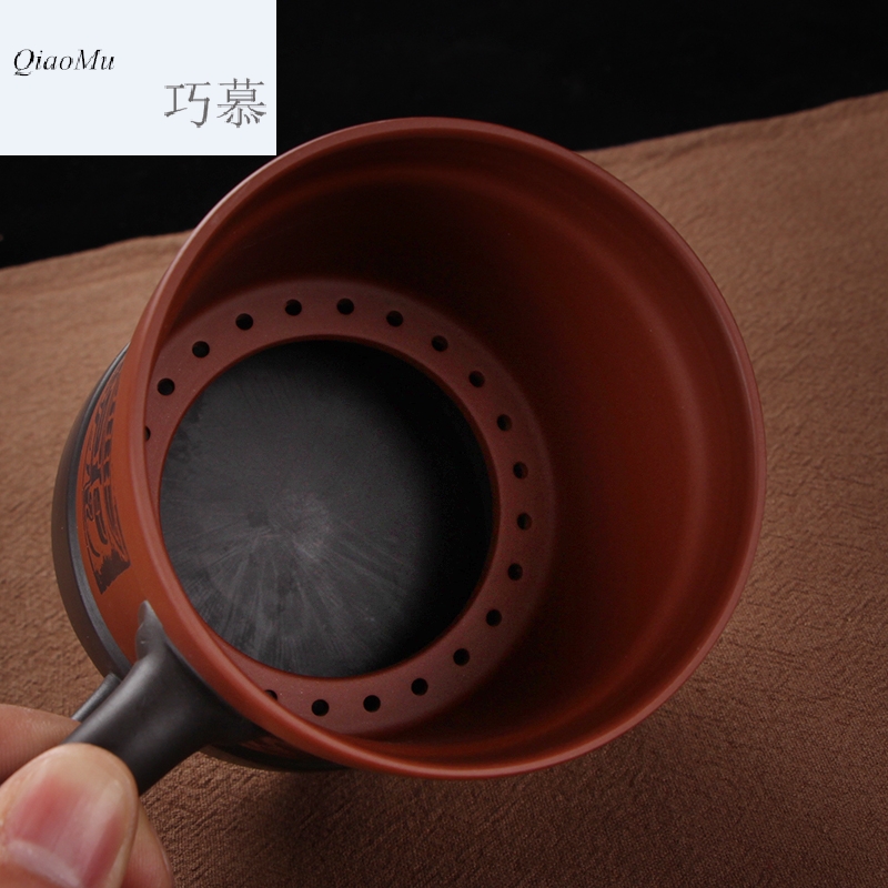 Qiao mu glass ceramic keller cup office coffee cup with cover filter period of violet arenaceous mud couples tea cups