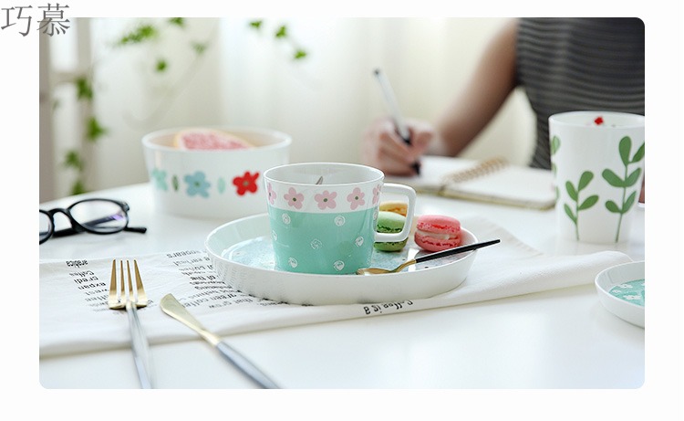 Qiao mu CDW beautiful garden series ceramic disc rice bowls of coffee cups and saucers mark cup plate PZ - 61