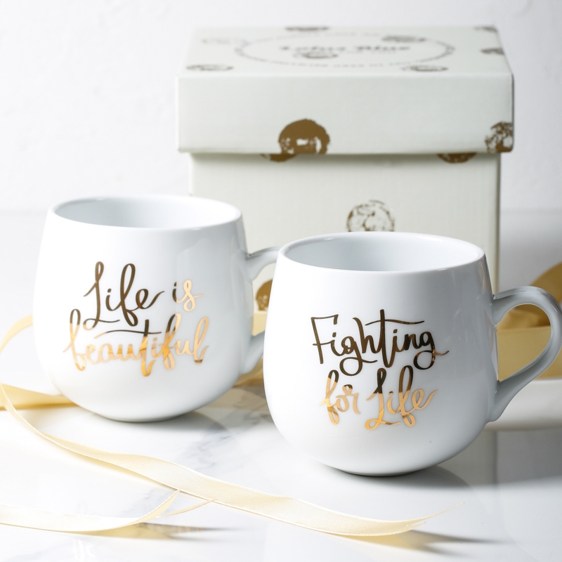Qiao mu LH golden English mark cup high temperature ceramic thick and durable gift boxes up phnom penh wedding gifts large capacity