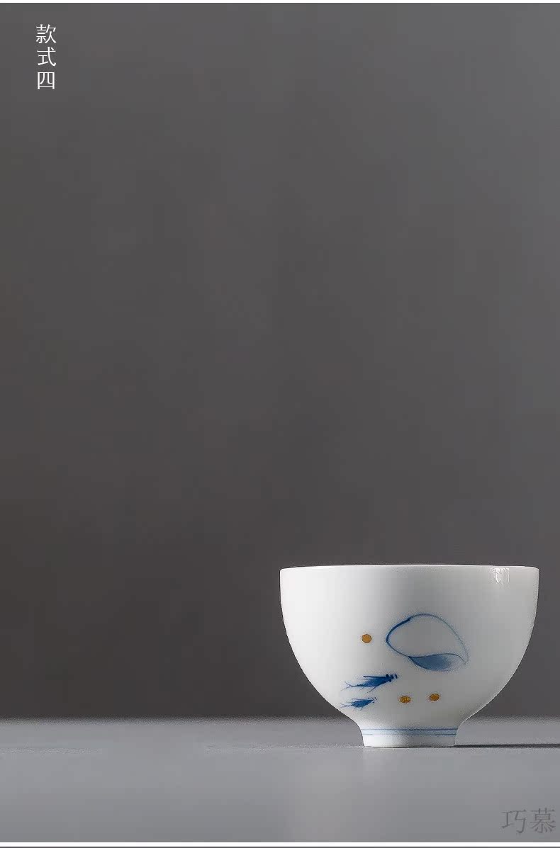 Qiao mu hand - made sample tea cup six masters cup red kung fu tea tea pu - erh tea cups of blue and white porcelain cups