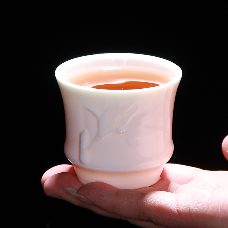Qiao mu dehua white porcelain kung fu tea cup sample tea cup masters cup large jade porcelain tea bowl of black people