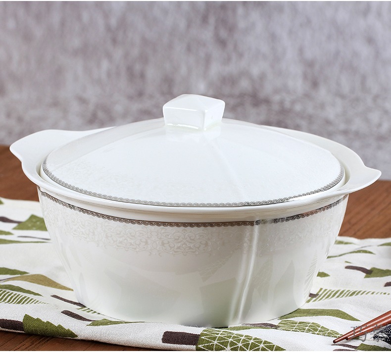 Qiao mu jingdezhen ceramic pot with cover household rice basin lead - free ipads porcelain square pot can be 9 inches large soup bowl