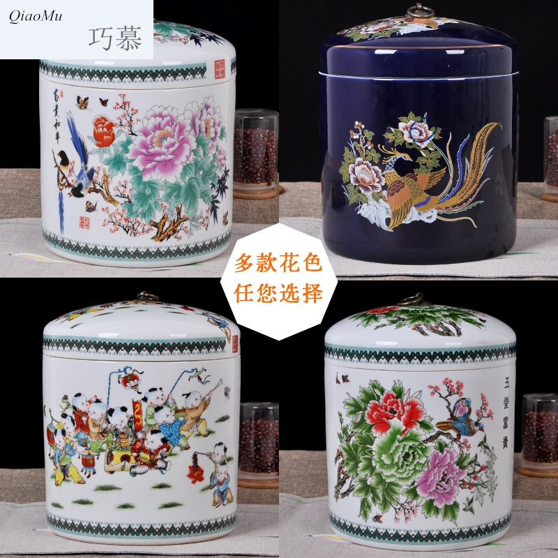 Qiao mu ceramic 10 jins ricer box barrel storage box meter hidden jar airtight dry storage tank flour moistureproof insect - resistant