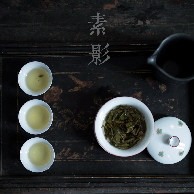 Qiao mu blue - and - white tureen ceramic bowl with manual three bowl clovers hand grasp teapot do kung fu tea set