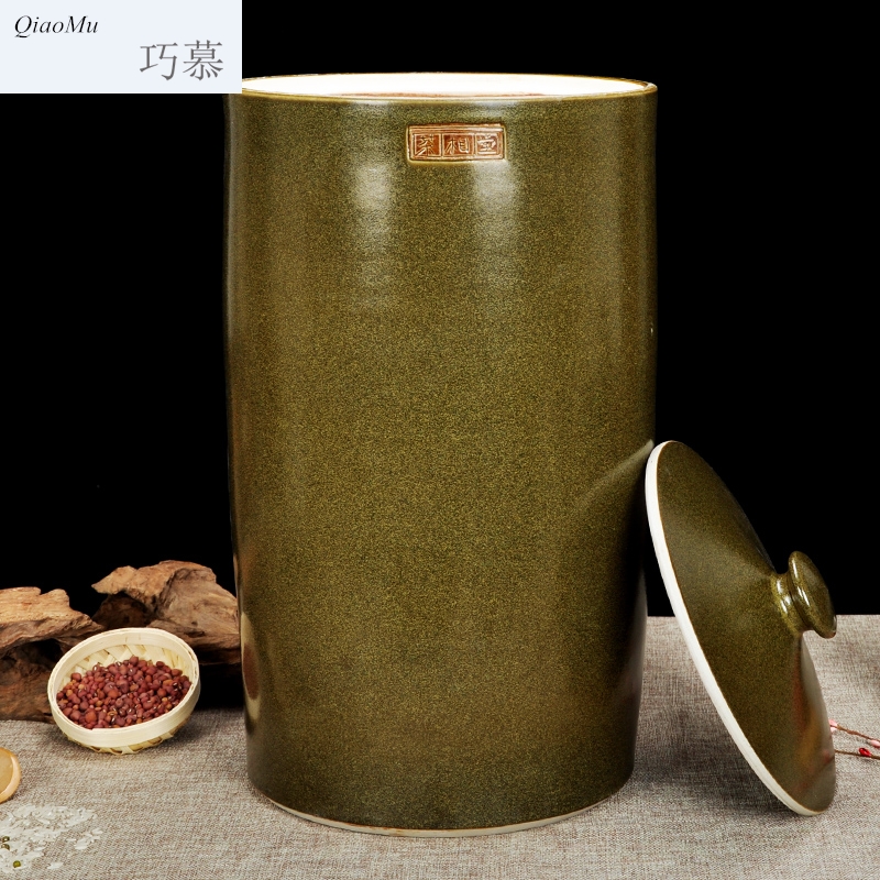 Qiao mu ceramic barrel ricer box jingdezhen tea at the end of the 20 jins 30 jins of 50 kg insect - resistant moisture storage tank water tanks
