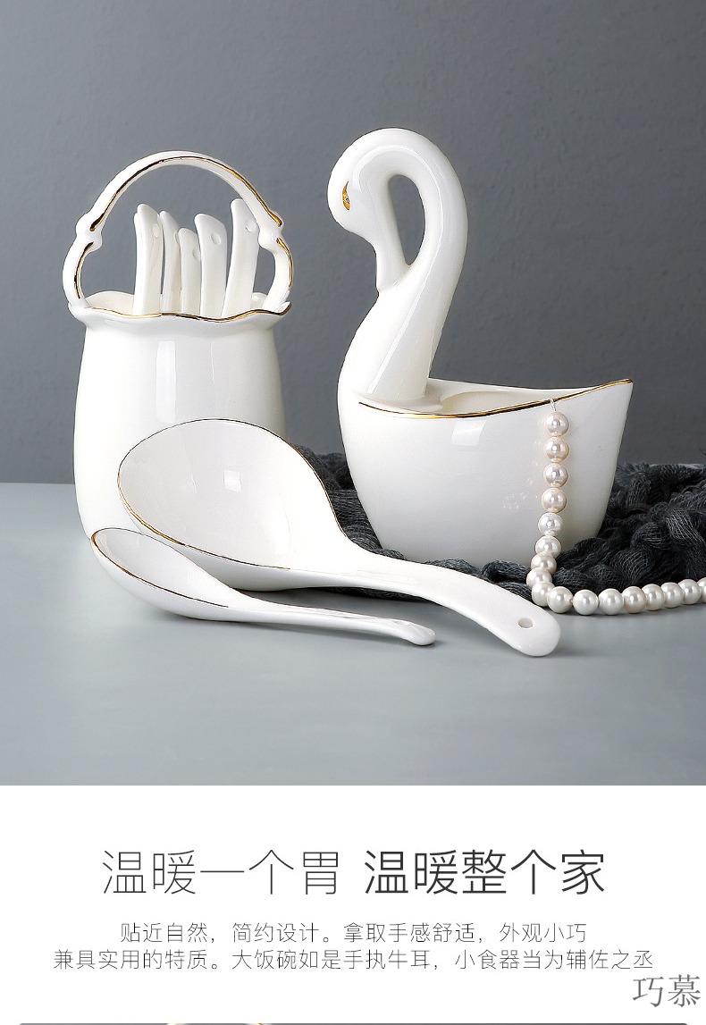 Qiao mu up phnom penh ipads porcelain household utensils, small spoon to eat spoon, spoon, chopsticks rack ashtray toothpicks extinguishers Jin Ling