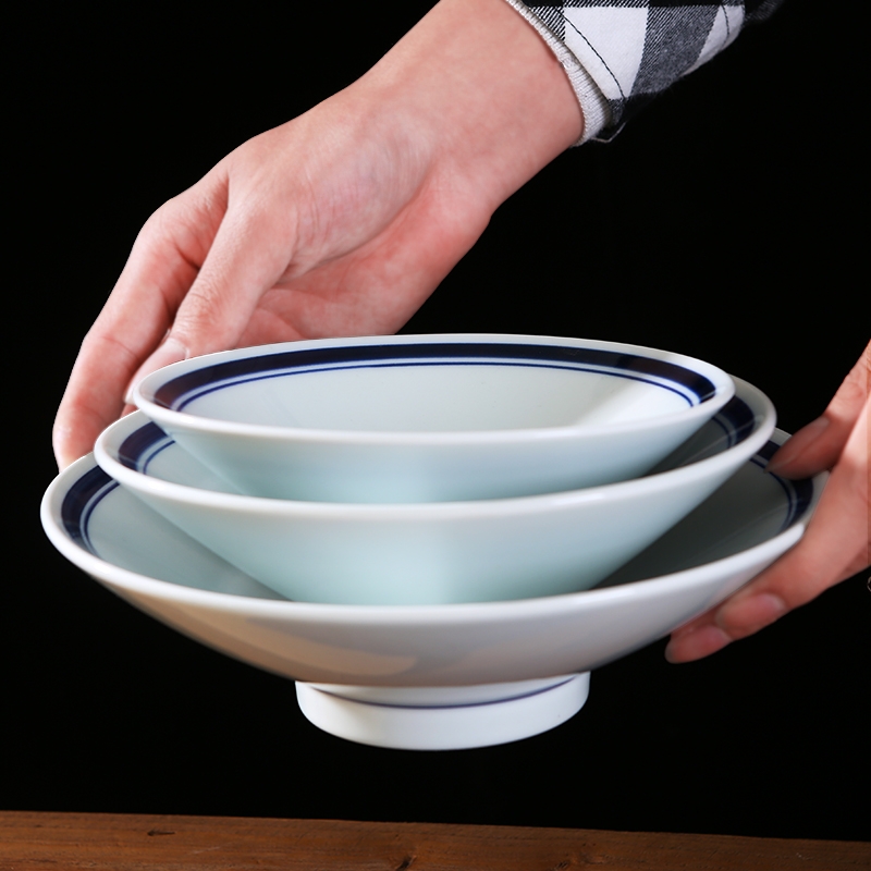 Qiao mu jingdezhen ceramic bowl domestic large Japanese creative hat to bowl of beef such as soup bowl under the glaze color restoring ancient ways
