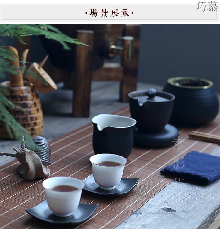 Qiao mu coarse pottery water meng ceramic building black metal tin lid zen kung fu tea accessories office dross barrels