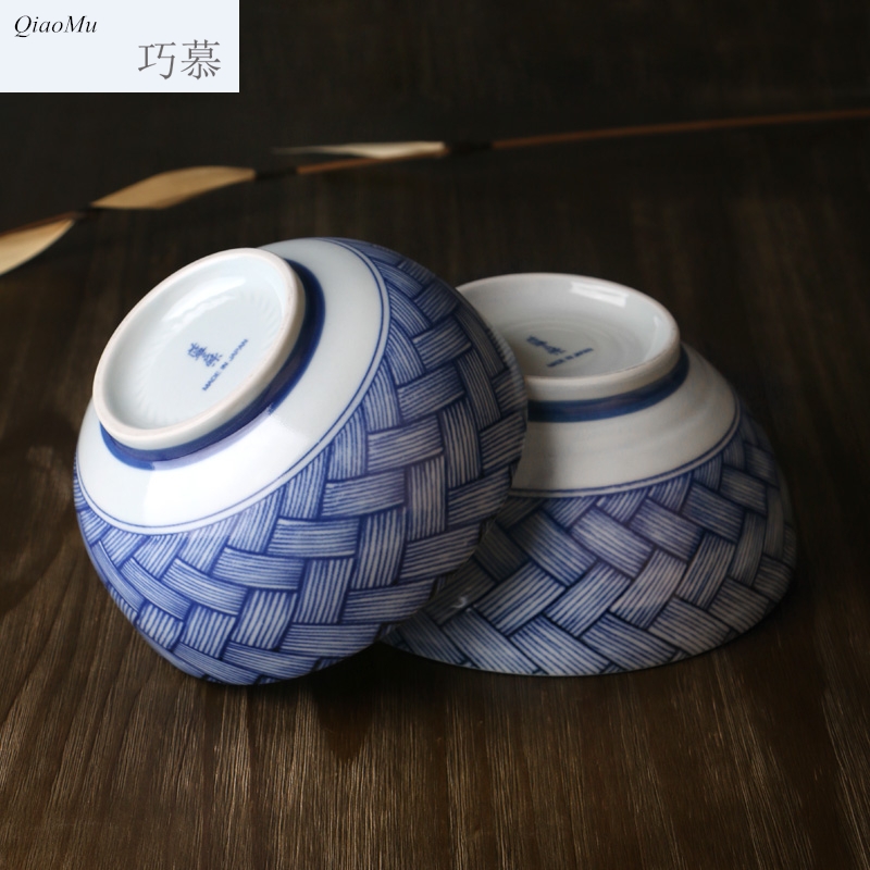Qiao mu Japanese blue and white porcelain bowls of household ceramic bowl adult eat rainbow such as bowl soup bowl large dishes flavor dish