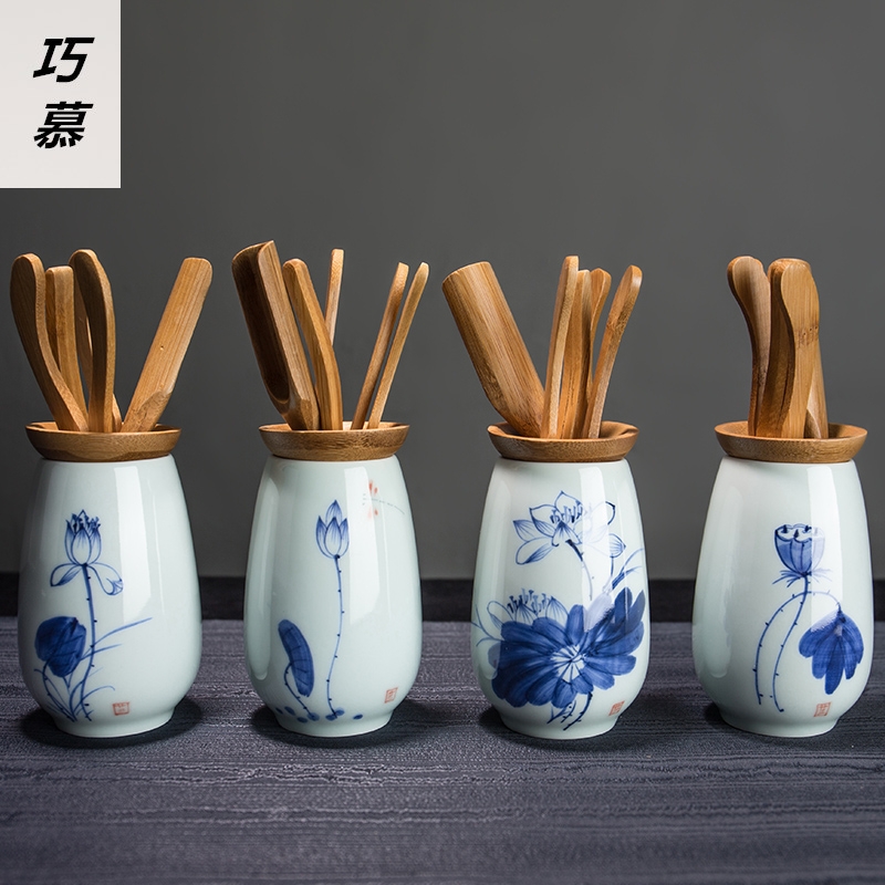 Qiao mu celadon six gentleman 's suit kung fu tea tea set decoration accessories bamboo ChaGa ChaZhen tea spoon