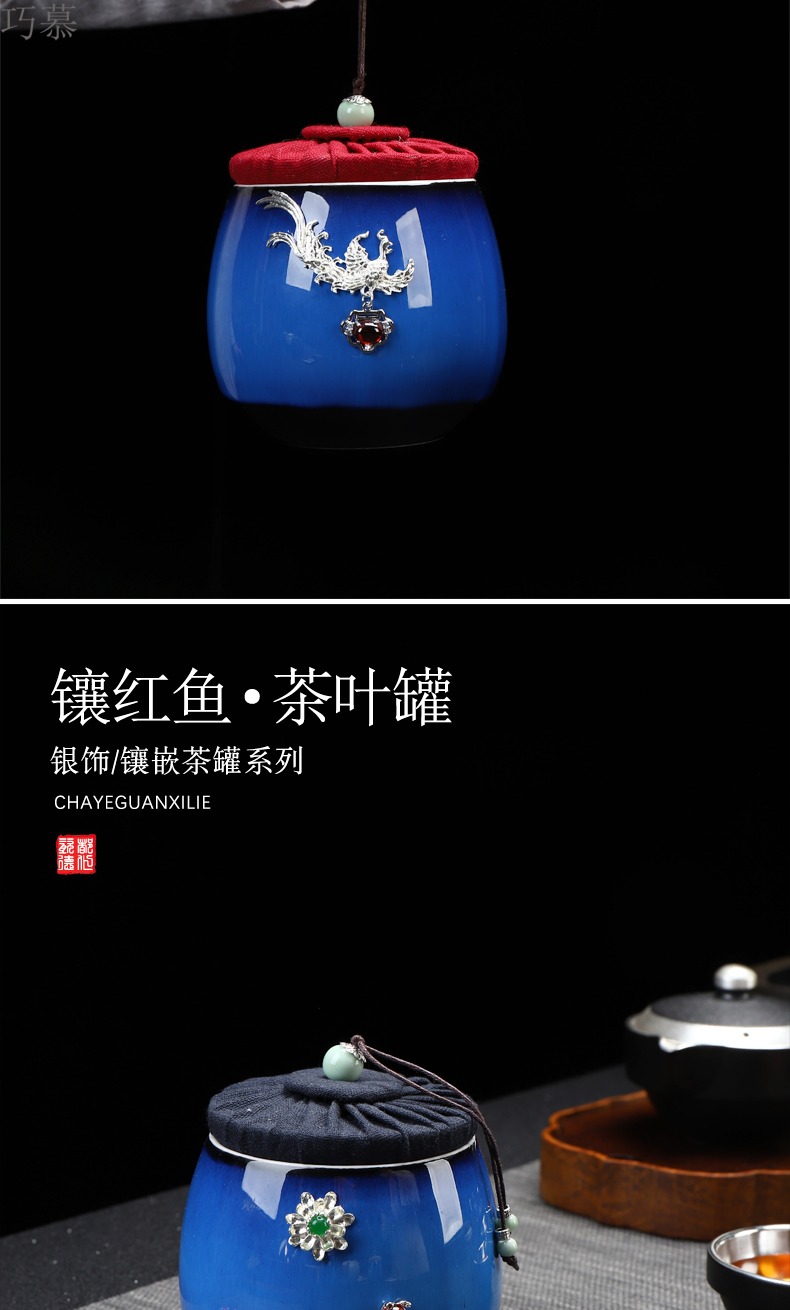 Qiao mu ceramic tea pot set tasted silver gilding home tea POTS small red glaze, the pu - erh tea storage sealed as cans