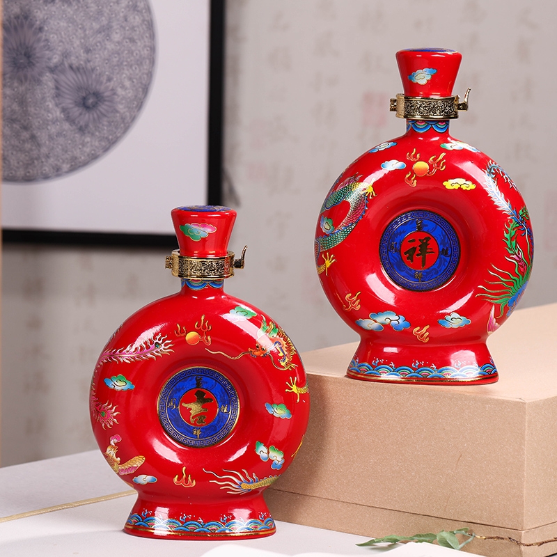 Qiao mu 1 catty ceramic pot SanJiu wine bottle sealed empty bottle liquor move furnishing articles. A kilo