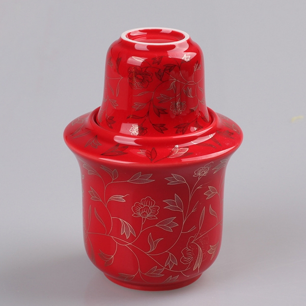 Qiao MuWen hip flask temperature ceramic wine warm hot hip flask 2 two hip flask three - piece ceramic cups of rice wine liquor liquor