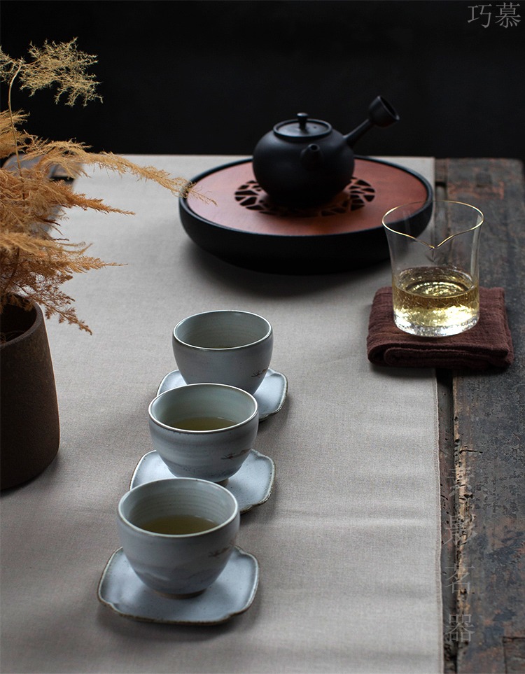 Longed for coarse pottery cup mat gold by hand to restore ancient ways opportunely circular cup as antiskid insulated pad kung fu tea accessories