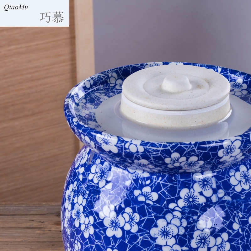 Qiao mu jingdezhen ceramic pickle jar sealed storage cylinder manually salted duck egg jar pickles pickle jar