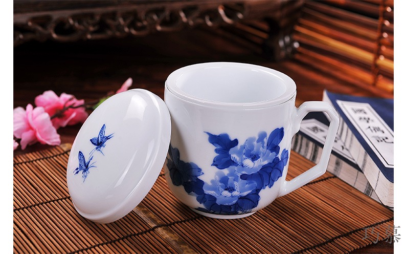 Qiao mu CMK jingdezhen pure hand - made ceramic cups with cover filter glass cup and ms office cup