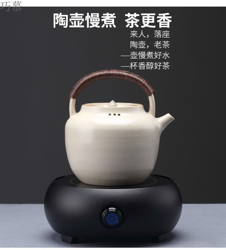 Qiao mu kettle jingdezhen TaoMingTang soda glaze tea set single pot of household electrical TaoLu girder pot of white clay ceramic POTS