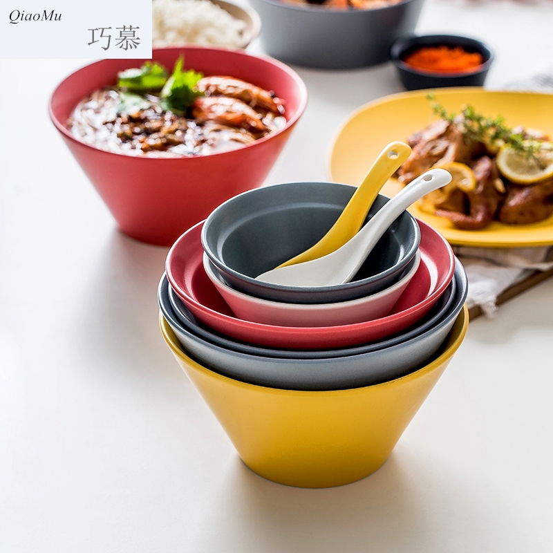 Qiam qiao mu Nordic suit contracted ceramic tableware porcelain bowl dish bowl chopsticks (combination dishes set