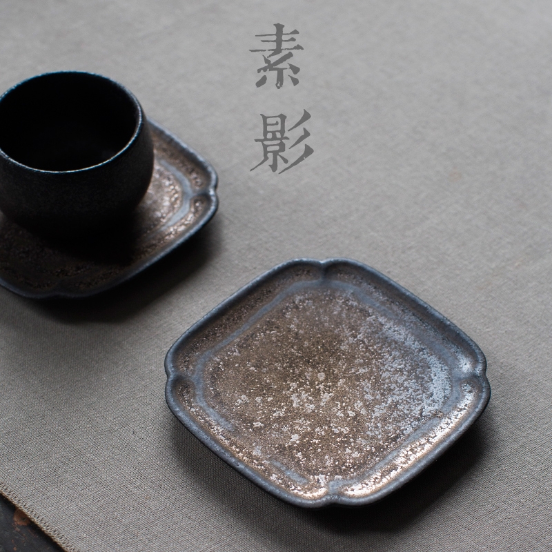 Longed for coarse pottery cup mat gold by hand to restore ancient ways opportunely circular cup as antiskid insulated pad kung fu tea accessories