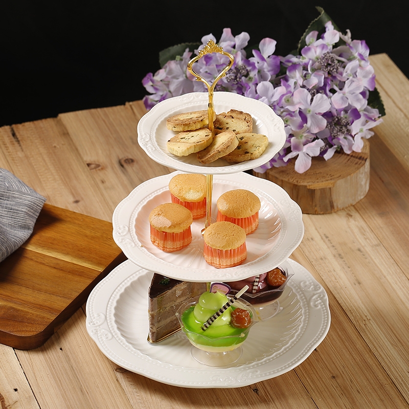 Qiao mu ceramic three fruit bowl modern creative living room European - style snack plate of multilayer dry fruit tray was sugar snack plate