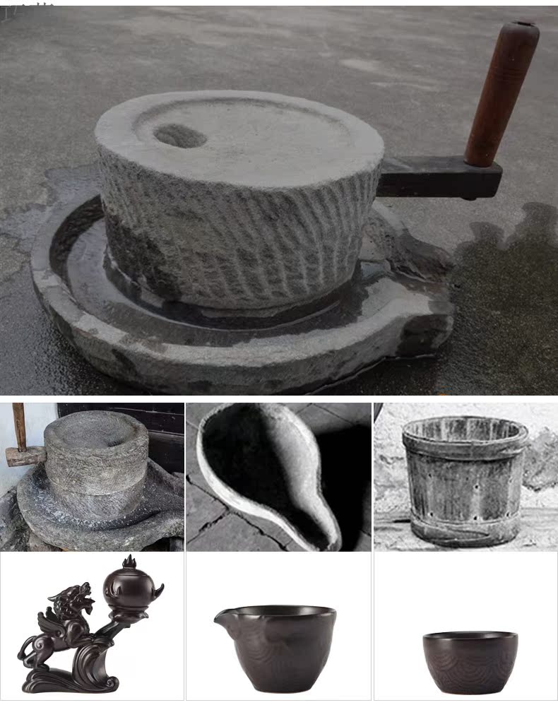 Qiao mu contracted fortunes of pottery and porcelain teacup suit household kung fu tea set lazy people make tea, graphite is fully automatic