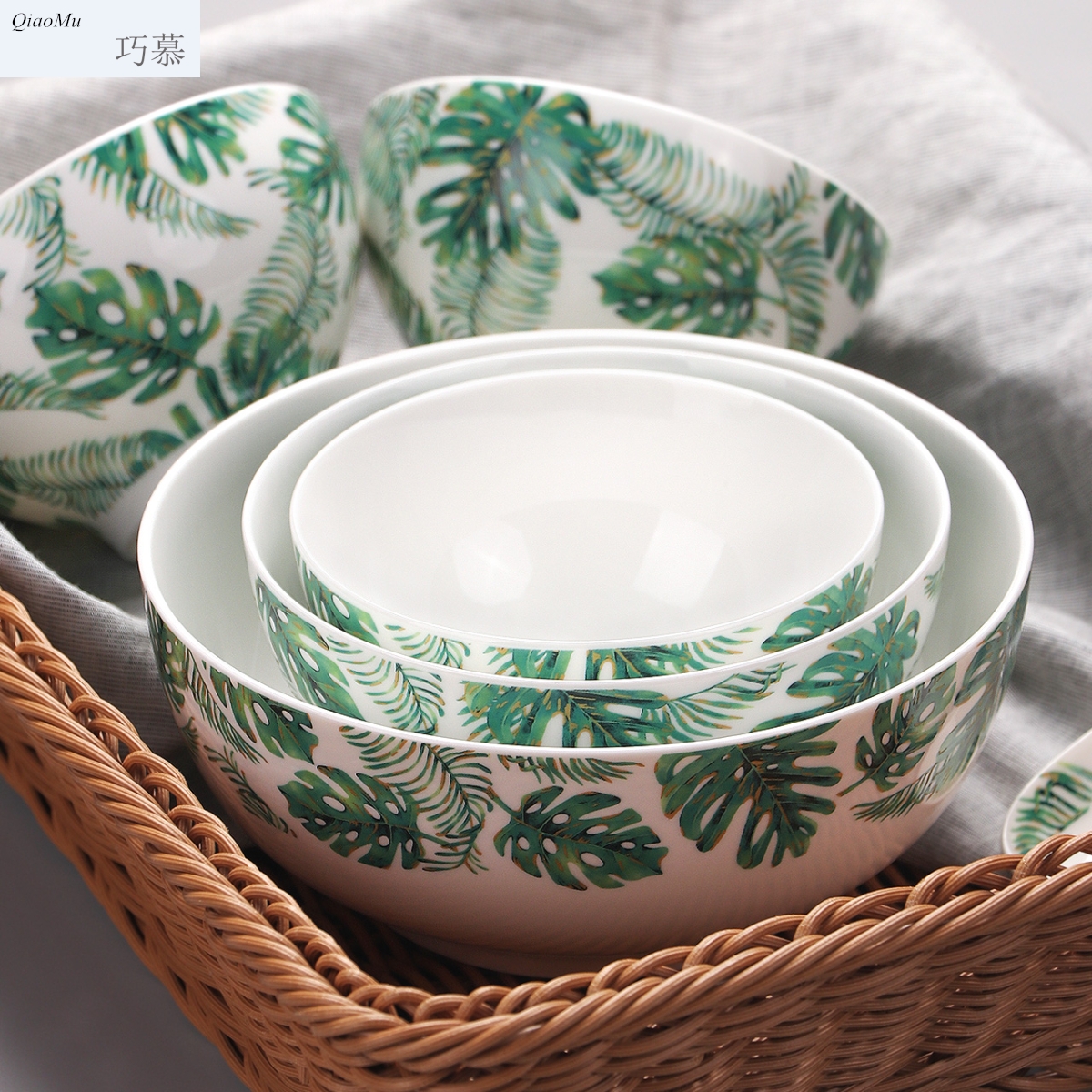 Qiao mu Chinese eat rice bowl household new ipads China tableware single creative small bowl of jingdezhen ceramic large - sized rainbow such use