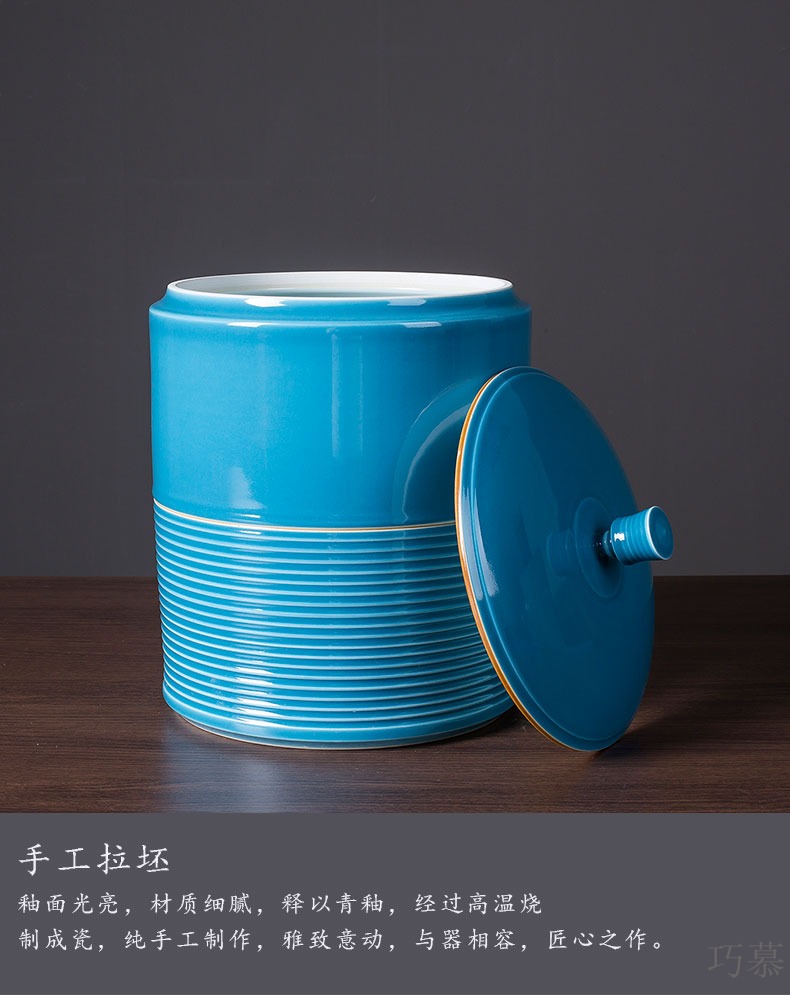 Qiao mu jingdezhen ceramic barrel manually ricer box with cover large caddy fixings 25 kg moisture insect - resistant seal storage