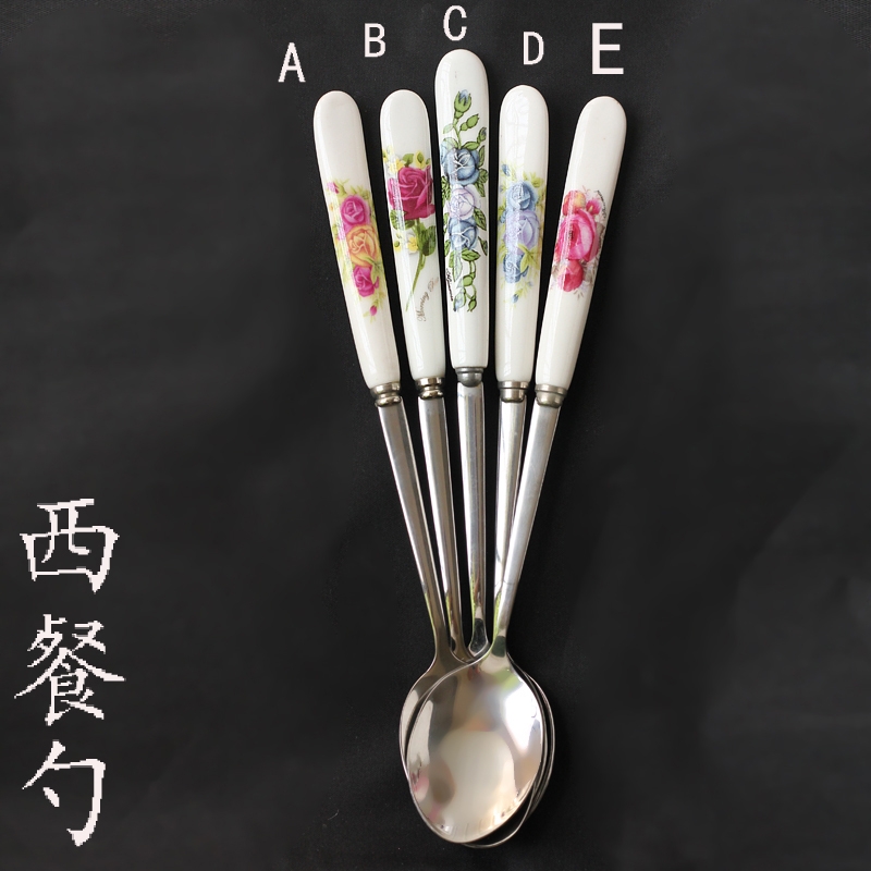 Qiao mu creative coffee spoon handle stainless steel coffee spoon stir Korean milk tea ceramic long the move