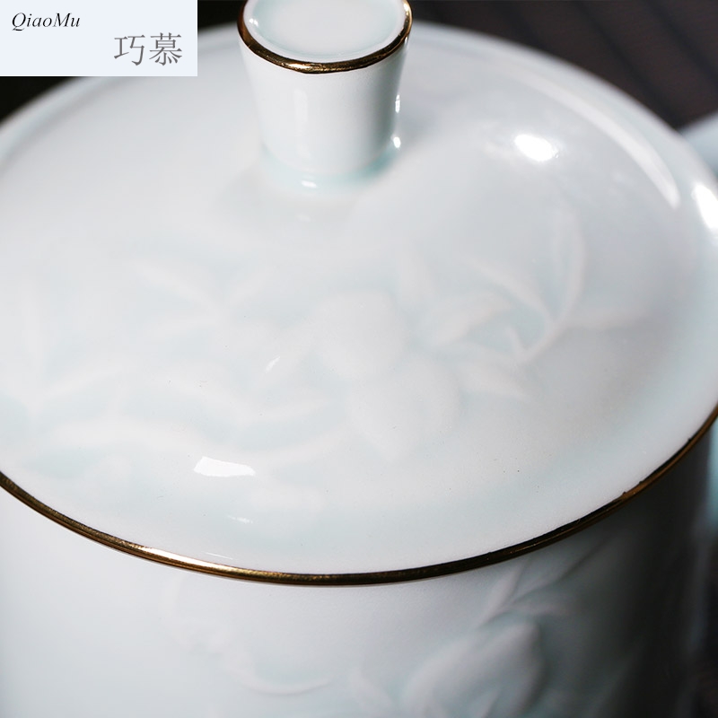 Qiao mu JYD office and meeting with cover cup of jingdezhen ceramic cups peach see colour cup tea cup 45