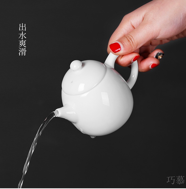 Qiao mu PMZ dehua white pot of little teapot kung fu tea set ceramic mini small pure white porcelain beauty hand put the pot