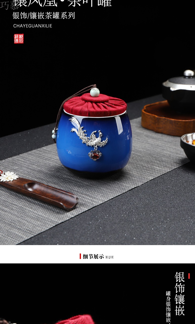 Qiao mu ceramic tea pot set tasted silver gilding home tea POTS small red glaze, the pu - erh tea storage sealed as cans