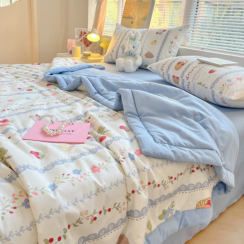 Summer cool summer cool quilt A version cotton B version washed cotton soybean summer quilt four-piece set air-conditioning quilt washable cotton