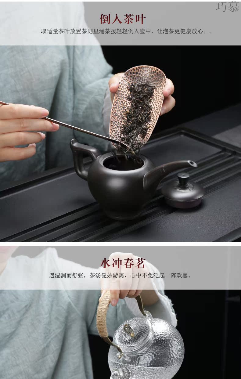 Longed for home opportunely violet arenaceous kung fu tea set contracted undressed ore, black mud of a complete set of the teapot tea cup of black tea