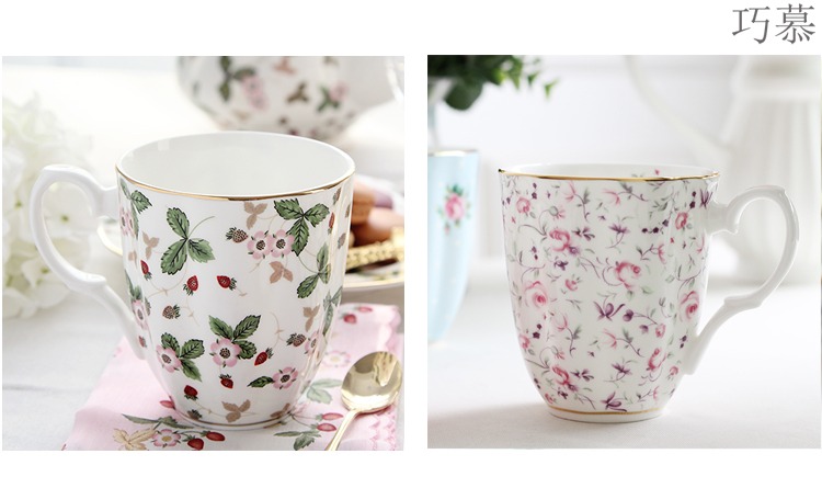 Qiao mu point ipads porcelain cup home coffee cup high - capacity European mark cup of water glass ceramic cup with a spoon