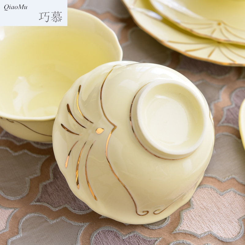 Qiao mu European high rice bowls 6/10 suit composite ceramic tableware household creative move up phnom penh court