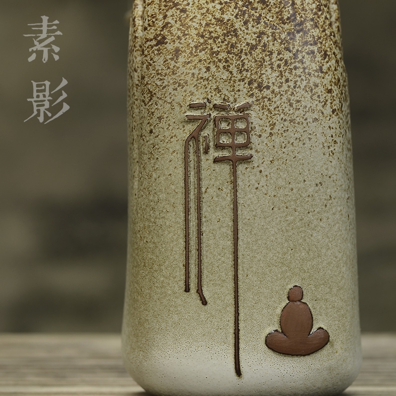 Qiao mu retro checking ceramic pottery Japanese coarse pottery vase zen flower tea furnishing articles clay flower arrangement