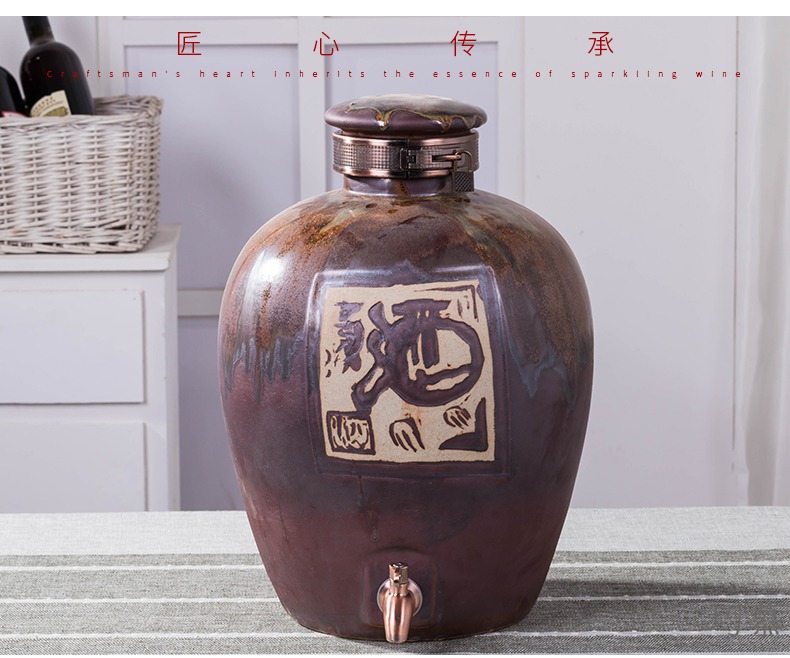 Qiao mu new up ceramic jar 10 jins 20 jins 50 kg of household hip mercifully liquor bottle it sealed